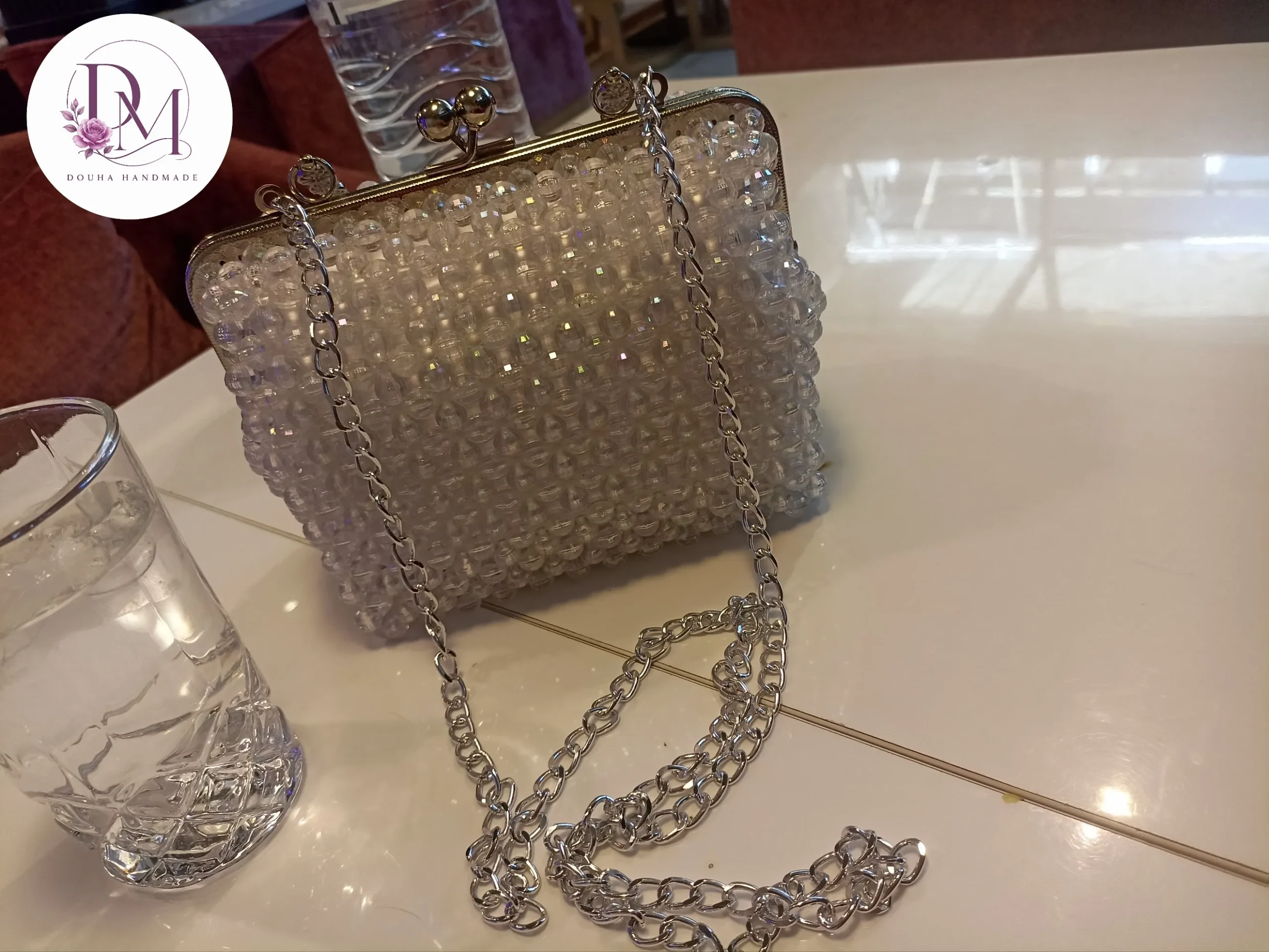 Handmade Clear Bead Purse - Image 5
