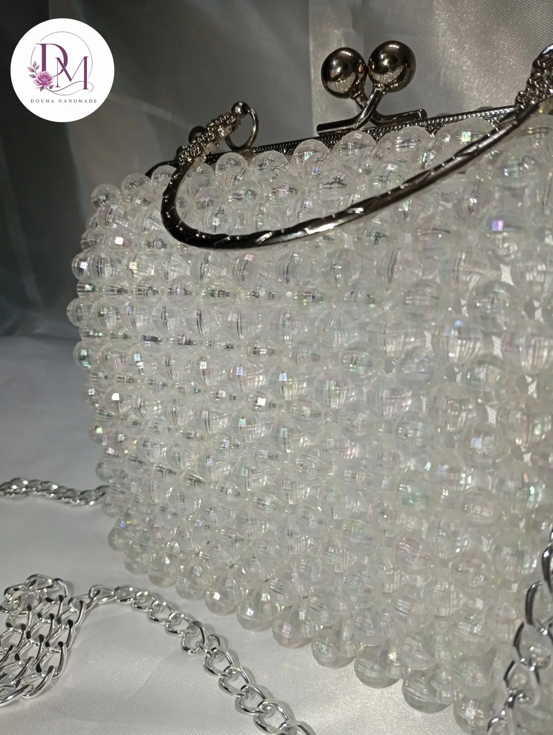 Handmade Clear Bead Purse - Image 2