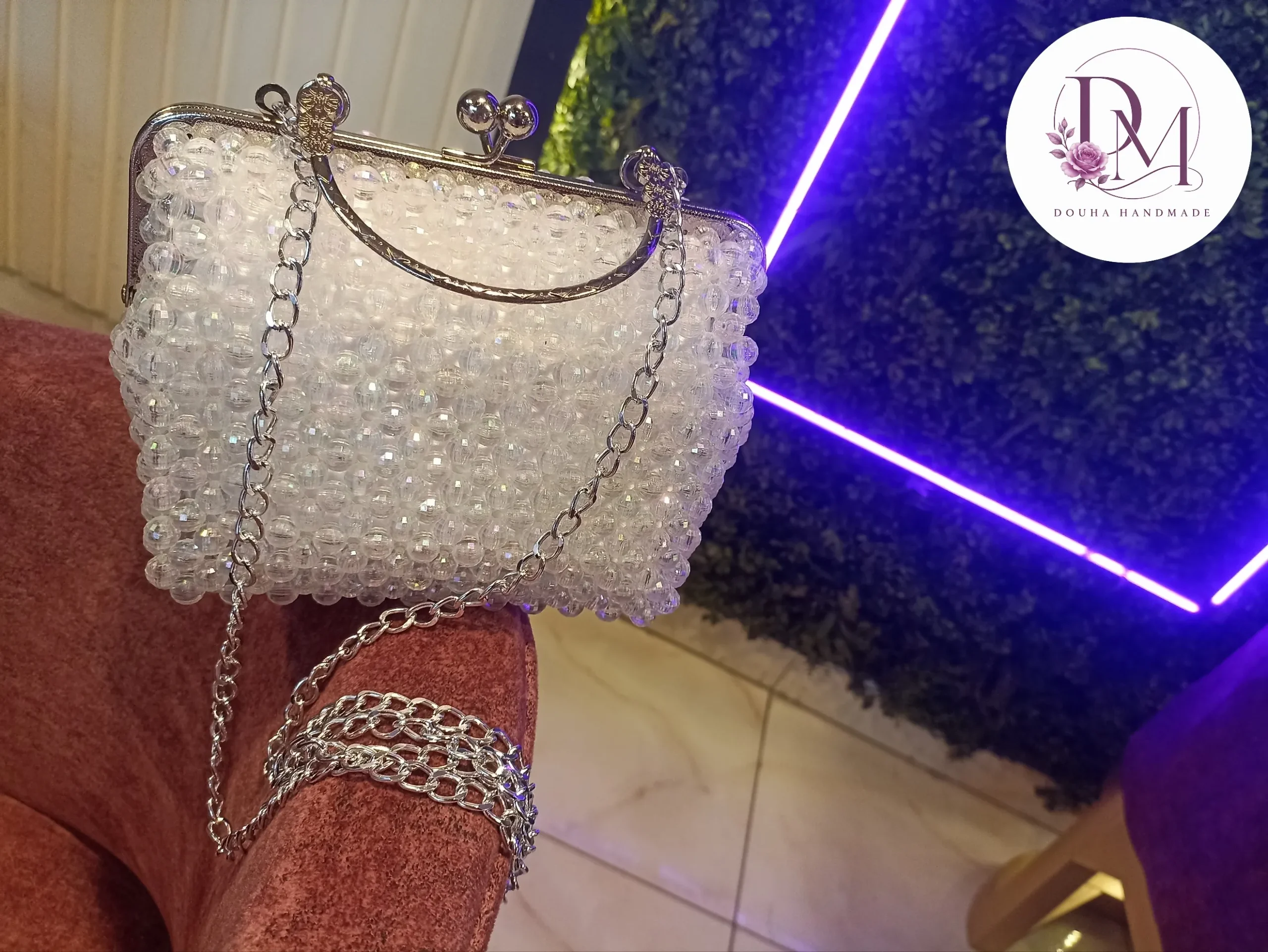 Handmade Clear Bead Purse - Image 6