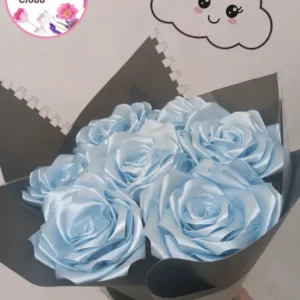 Light Blue Satin Rose Bouquet